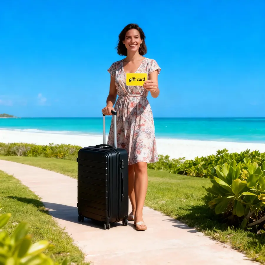 gift-card-mujer-viajera-playa-maleta